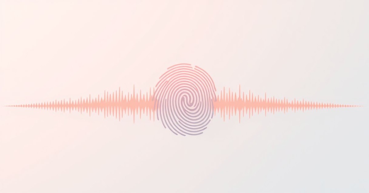 Minimalist illustration of a soundwave transforming into a fingerprint